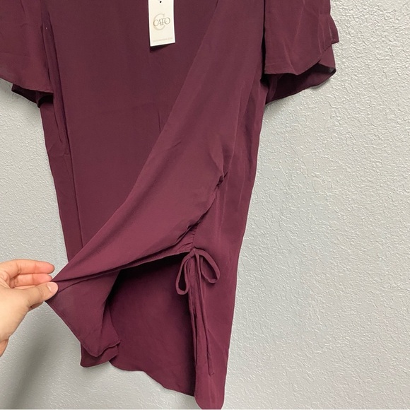CATO long blouse women’s size extra small oversized maroon chiffon v-neck NWT - Picture 3 of 4